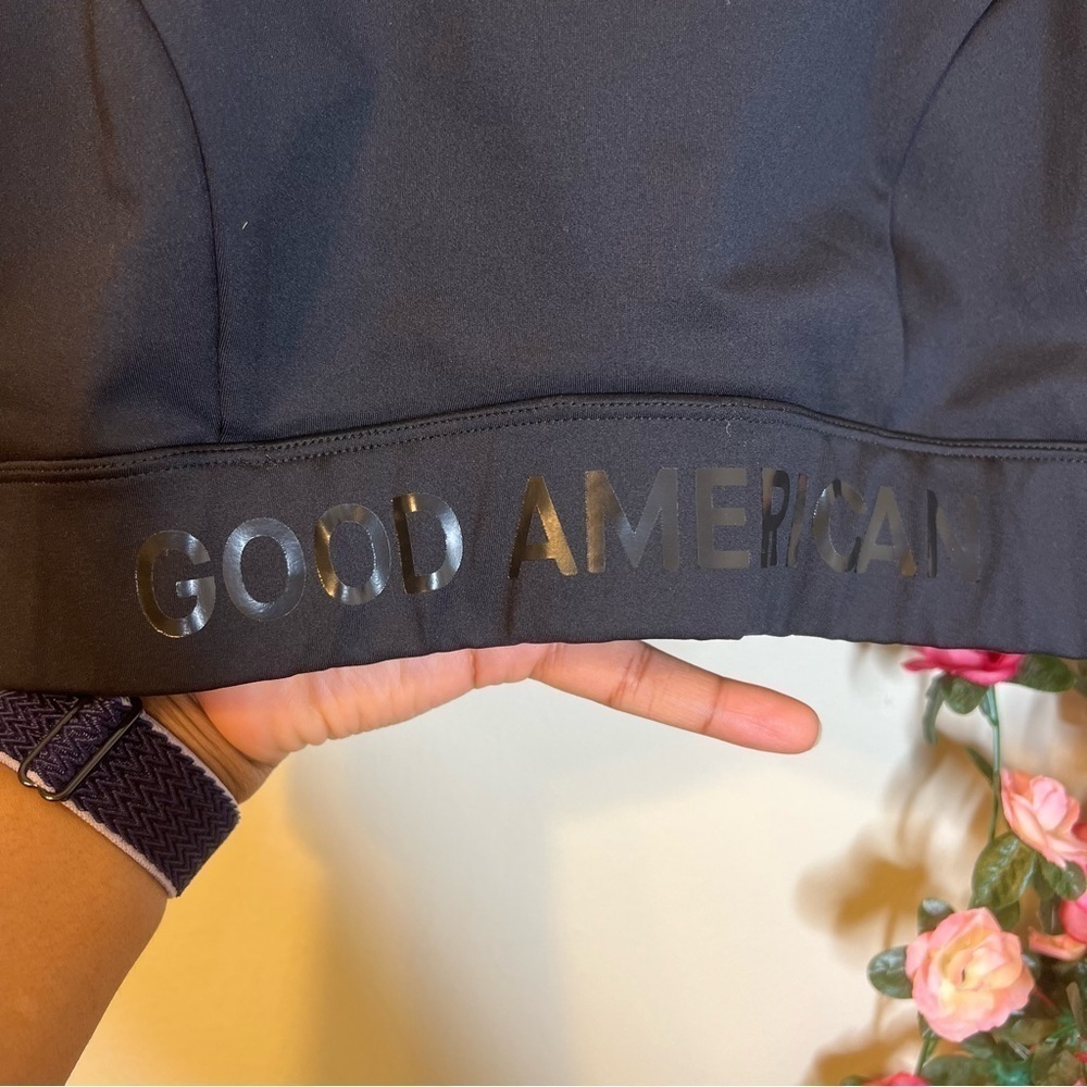 Good American The Core Power Black Racerback Sports Bra Womens 4 Fitness Gym 🌹 - Picture 5 of 6